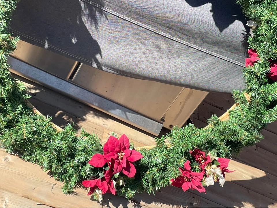 Huge 44” Christmas Wreath w Poinsettias & Bow - photo 3