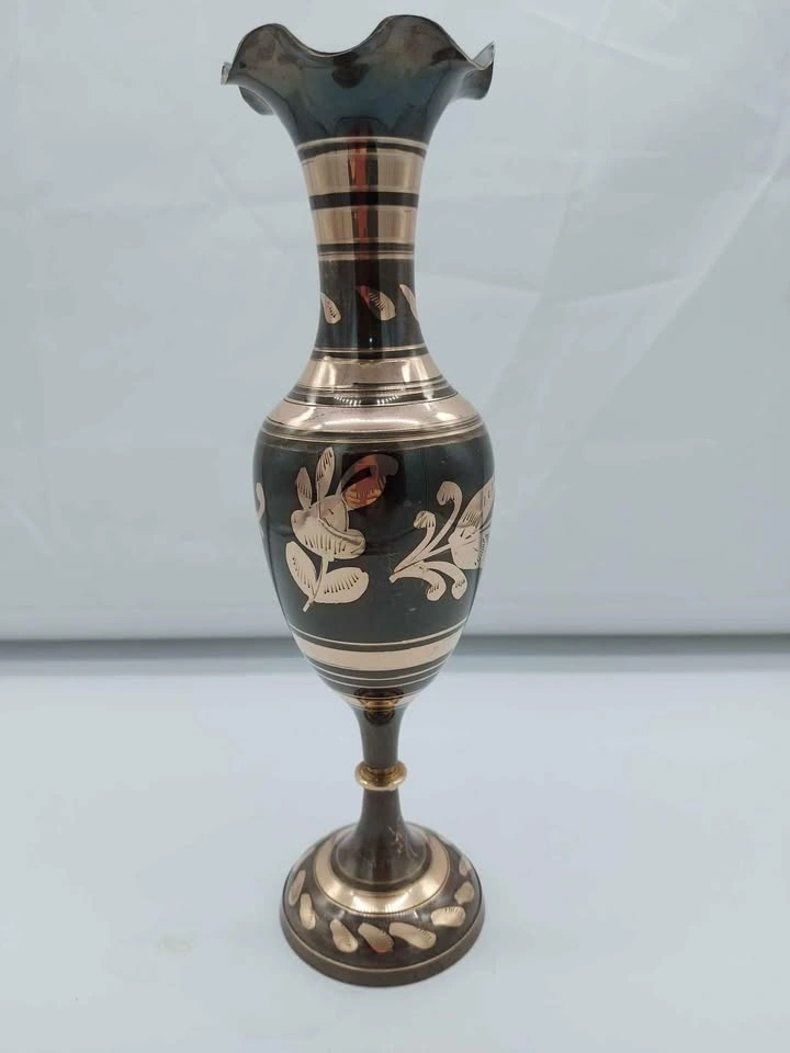 Vintage Solid Brass Roughly 12 Inch Vase - photo 3