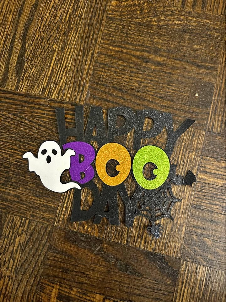 Glittery Happy Boo Day Halloween Decoration
