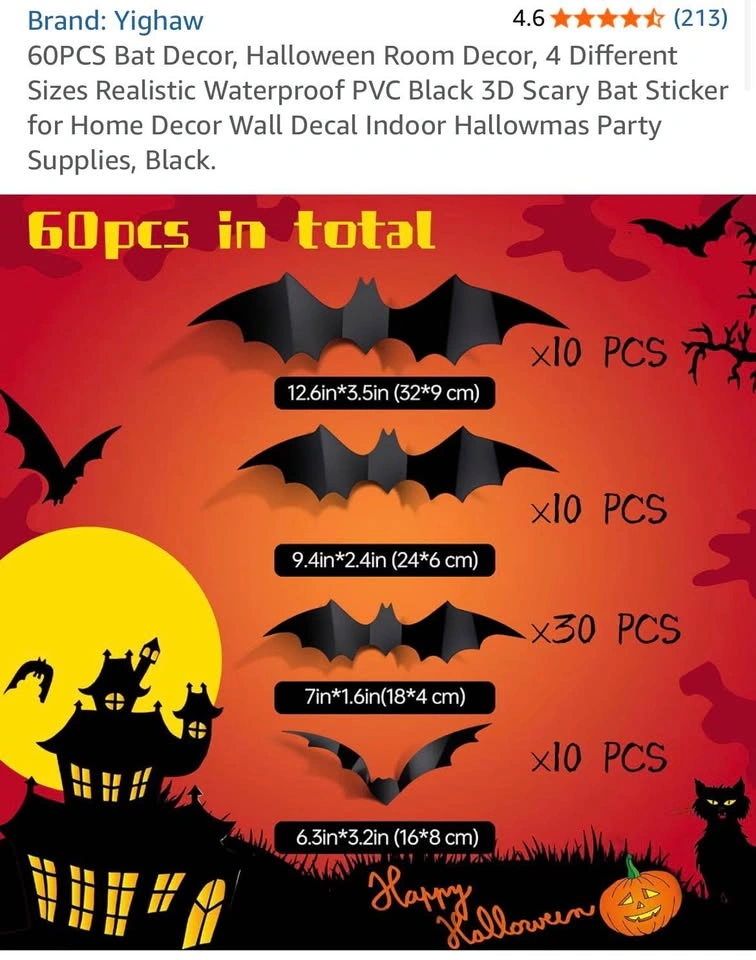 60PCS 3D Bat Decor halloween 2 bags - photo 4