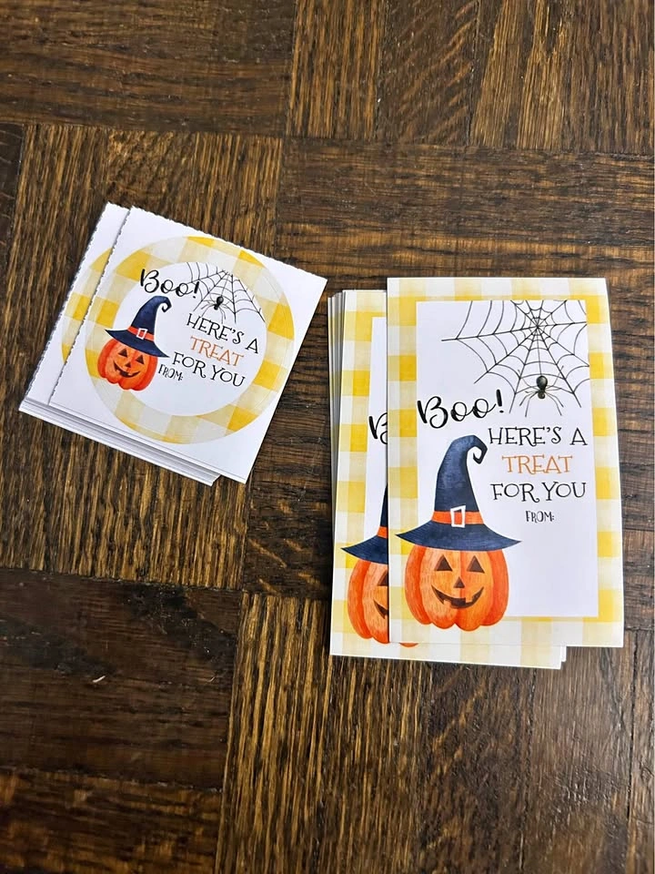 Halloween Pumpkin Treat Tags and Stickers