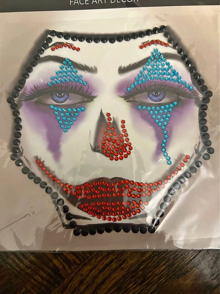 Face Art Decor Clown Rhinestone Sticker
