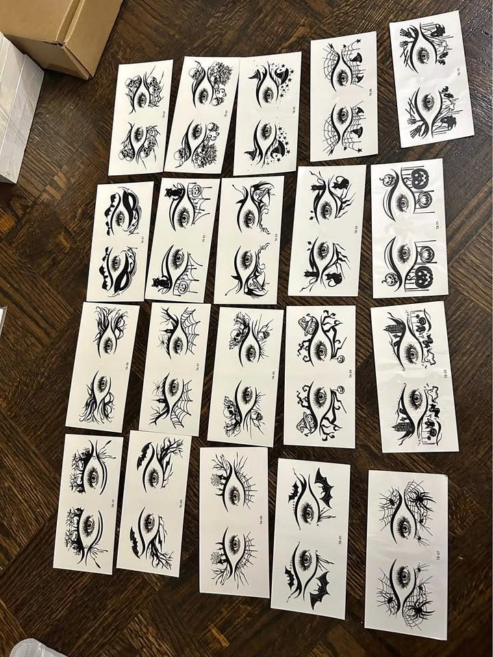Halloween Eye Makeup Temporary Tattoos - 20 Sheets