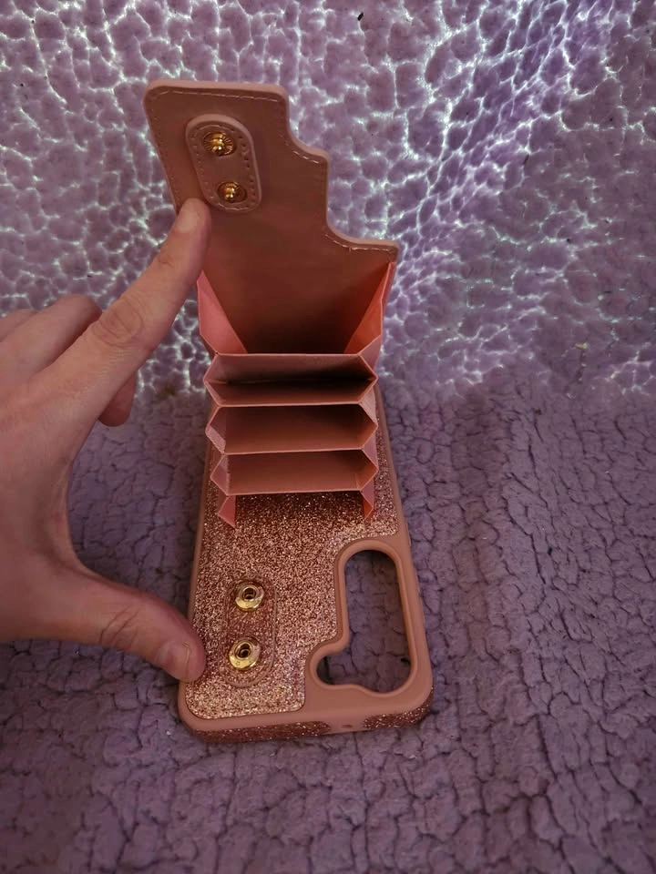PINK Glitter Phone Case with Card Holder for Samsung S23 - photo 4