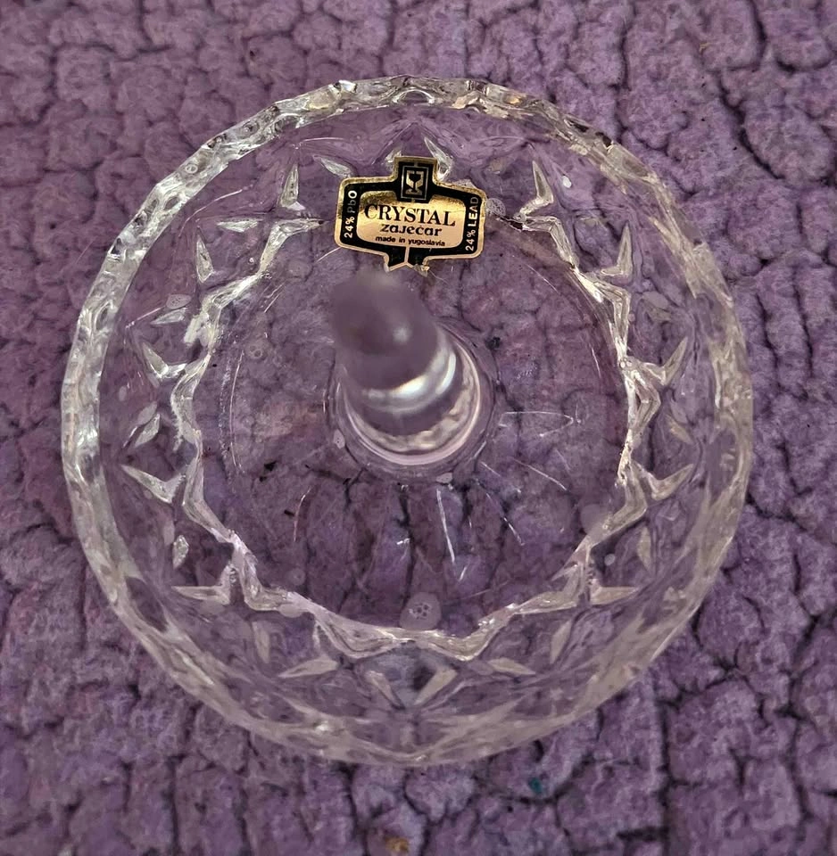 💎💍Vintage Zajecar Crystal Ring Holder Dish