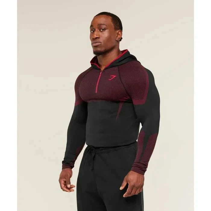 Gymshark Onyx 5.0 Seamless Hoodie — Black/Carmine Red - photo 2