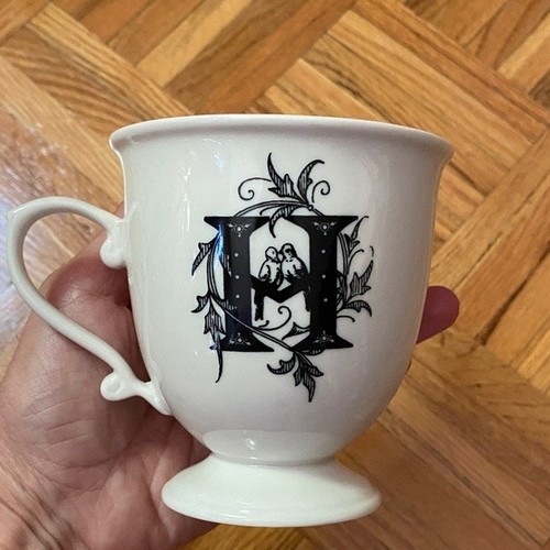 Anthropologie Love Birds Letter H Monogram Pedestal Mug