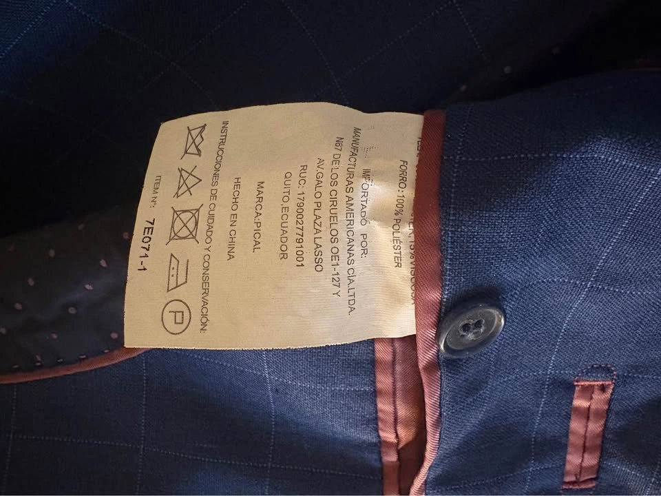 Blue Checker 3-Piece Suit (Blazer 38S, Vest 38S, Pants 28x32) - photo 3