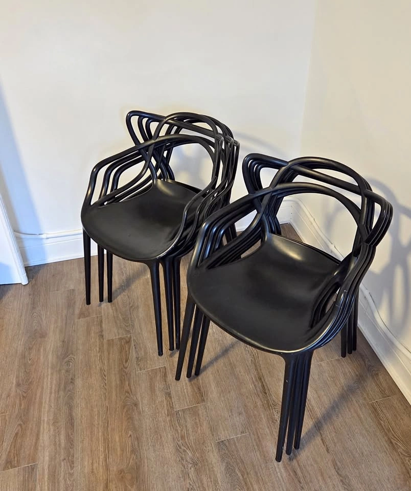 6 Structube Masters Dining Chairs – Black Modern Designer Style
