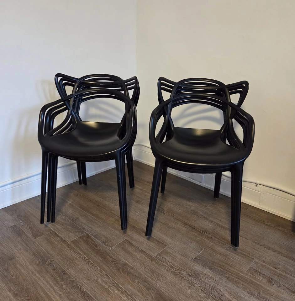 6 Structube Masters Dining Chairs – Black Modern Designer Style - photo 2