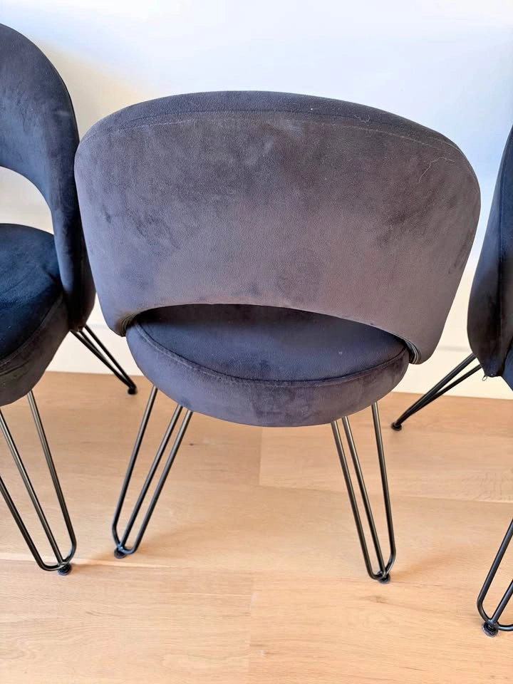 Set of 6 Black Safavieh Velvet Dining Chairs