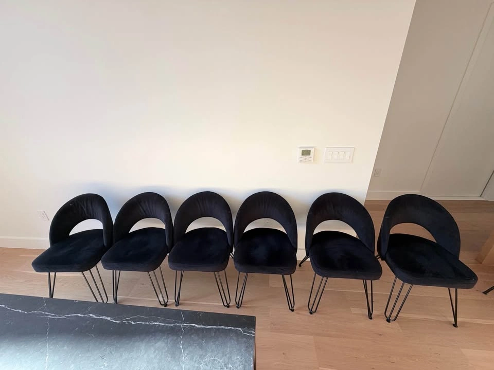 Set of 6 Black Safavieh Velvet Dining Chairs - photo 3