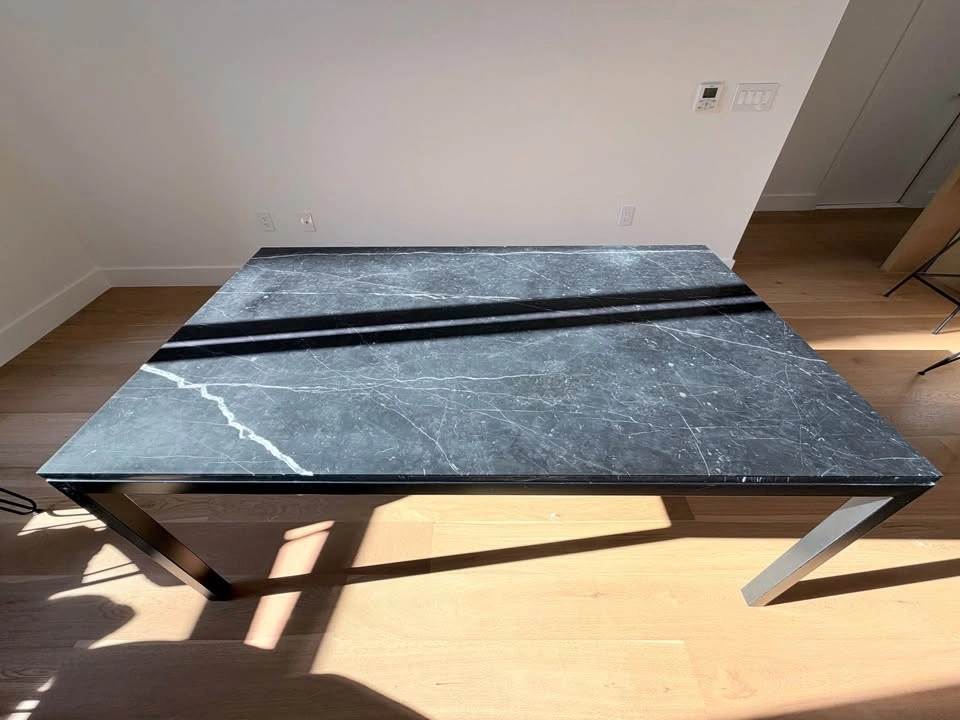 Crate & Barrel Black Marble Parson Dining Table: 72 x 42 x 30 in - photo 2