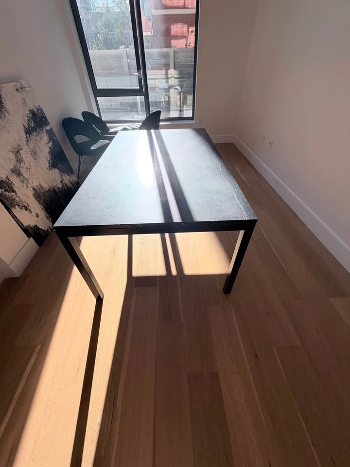 Crate & Barrel Black Marble Parson Dining Table: 72 x 42 x 30 in - photo 3