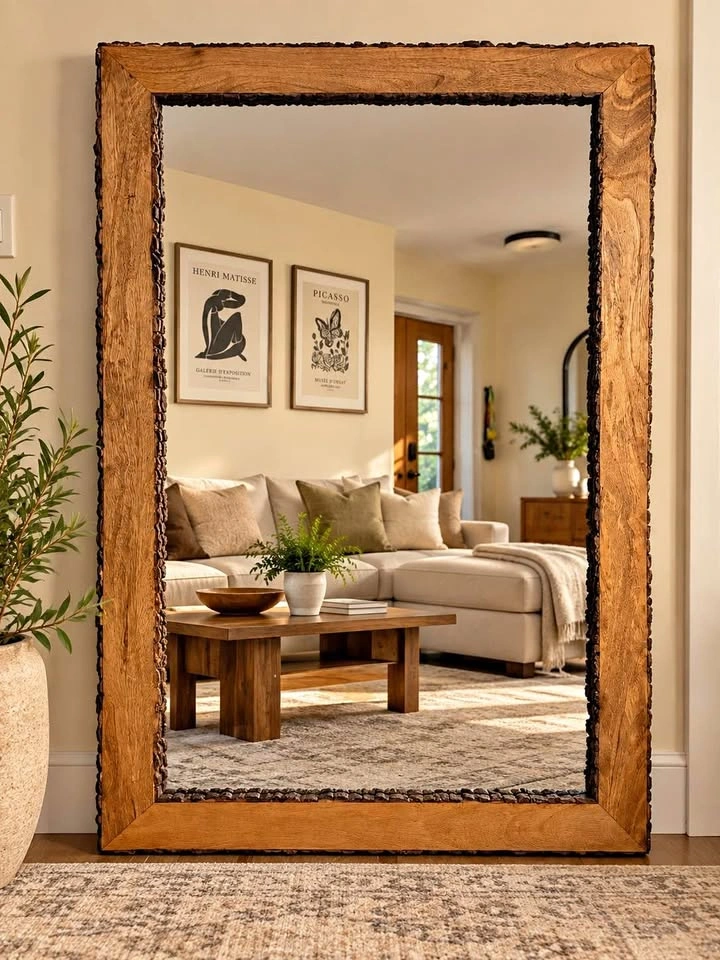 Large Rustic Live-Edge Wood Mirror – $199