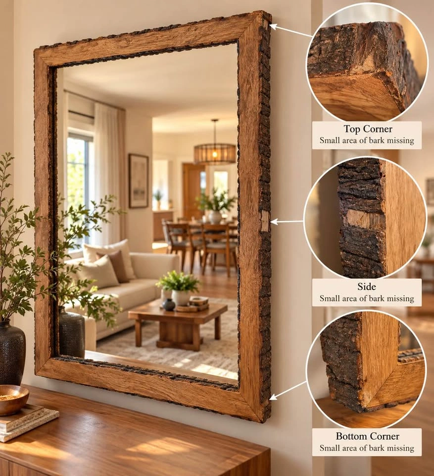 Large Rustic Live-Edge Wood Mirror – $199 - photo 2
