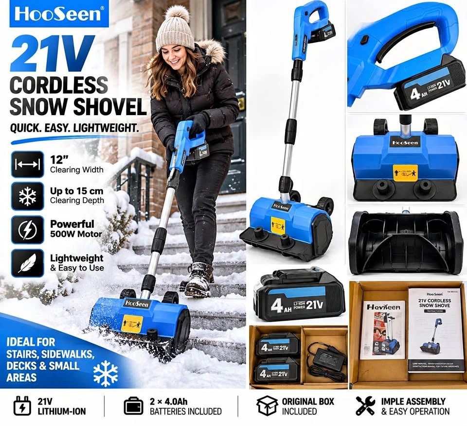HooSeen 21V Cordless Snow Shovel – Like New – 2 Batteries
