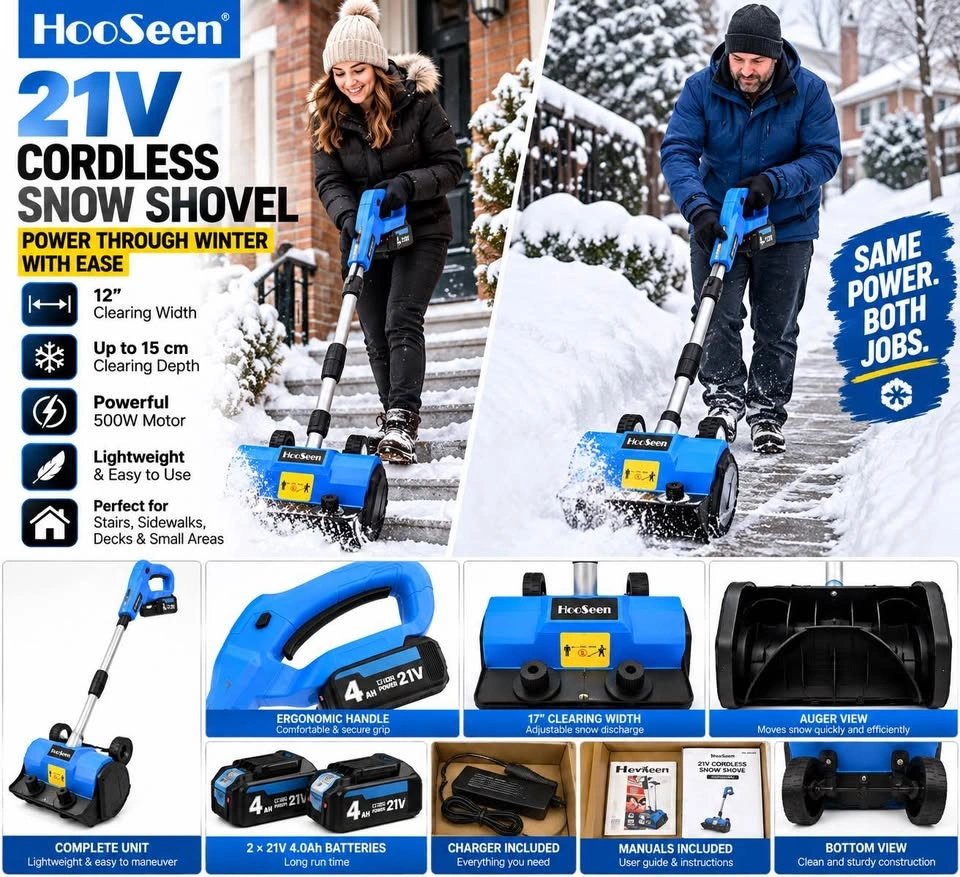 HooSeen 21V Cordless Snow Shovel – Like New – 2 Batteries - photo 2