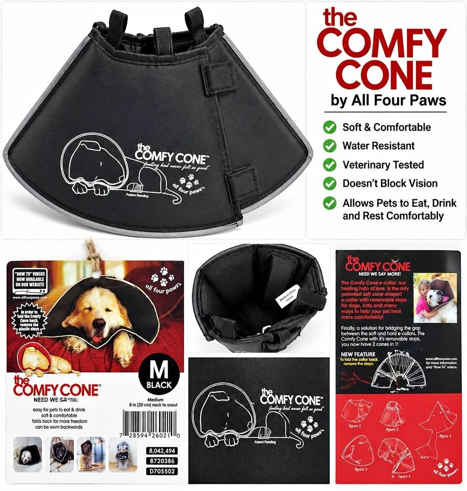 NEW All Four Paws Comfy Cone – Medium – Black – $25