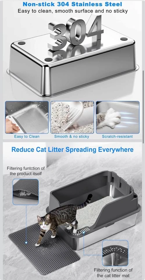 Stainless Steel XL Cat Litter Boxes 2/PACK $70 - photo 2