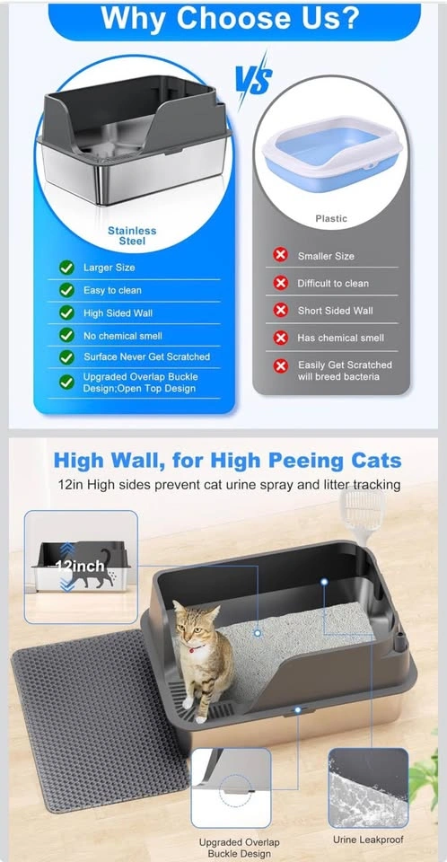 Stainless Steel XL Cat Litter Boxes 2/PACK $70 - photo 5