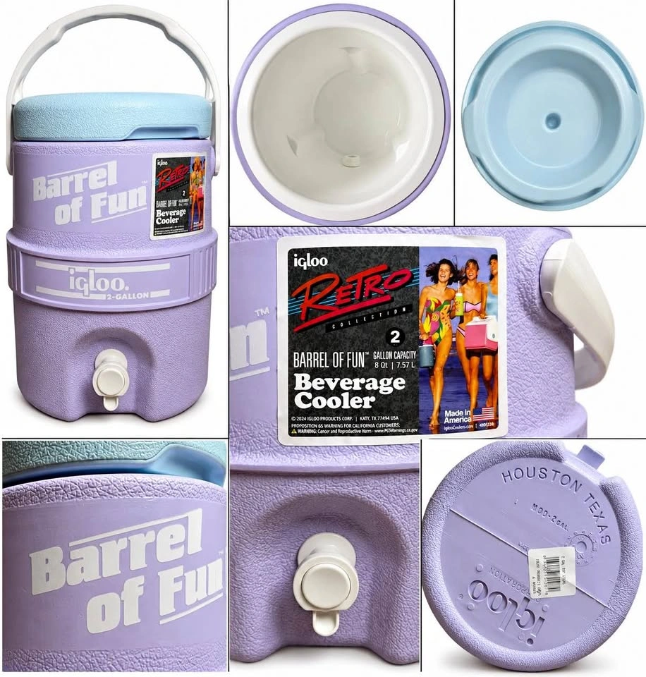 Igloo Retro Barrel of Fun 2-Gallon Beverage Cooler – Lilac