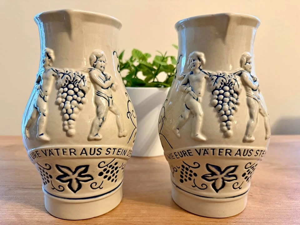 Vintage German Wick-Werke 0.3L Stoneware Wine Steins – Matching