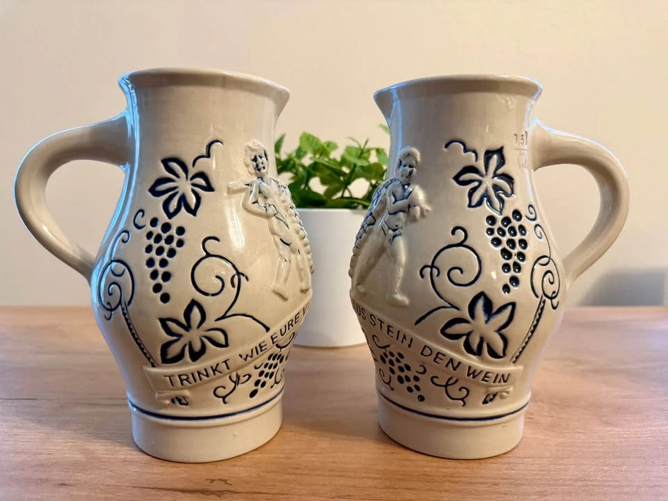 Vintage German Wick-Werke 0.3L Stoneware Wine Steins – Matching - photo 2