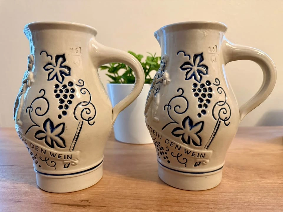 Vintage German Wick-Werke 0.3L Stoneware Wine Steins – Matching - photo 4