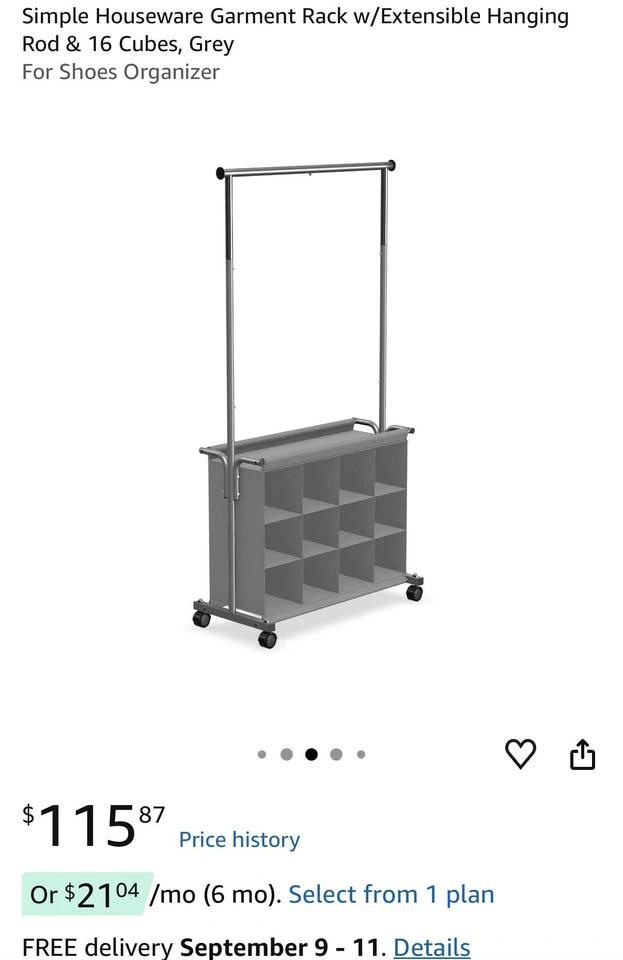 NEW Rolling Garment Rack & 12-Cube Shoe Organizer – Grey - photo 4