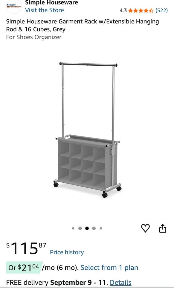 NEW Rolling Garment Rack & 12-Cube Shoe Organizer – Grey - photo 5