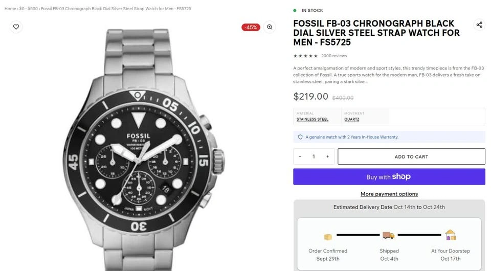 Fossil FB-03 Chronograph Watch - photo 4