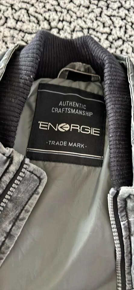 Energie Men's Grey and Black Puffer Jacket
