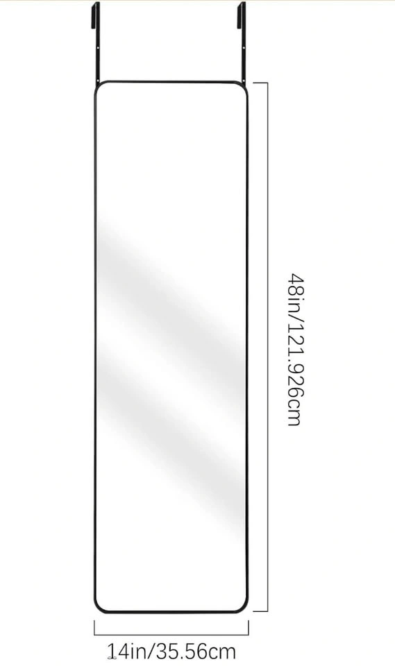 Over the Door Mirror, 14" x 48" Full Length Mirror - photo 3