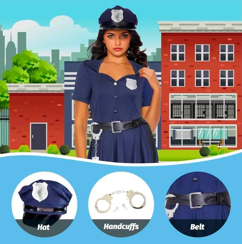 Police Costume Adult Women Cop Costume Dress (Large & X-Large) - photo 5