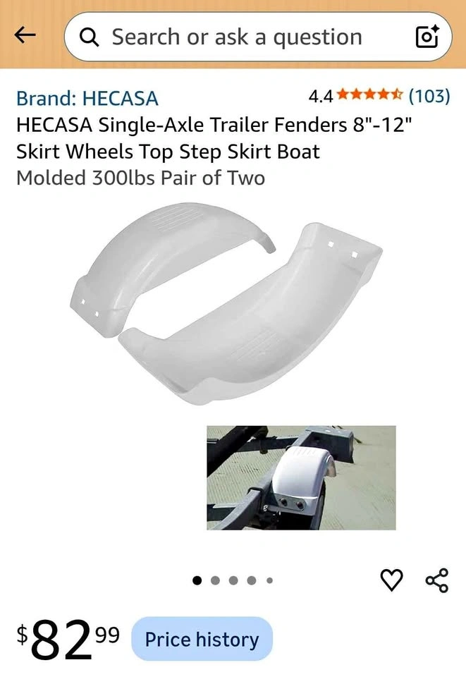 Single-Axle Trailer Fenders 8-12 inch Wheels Pair