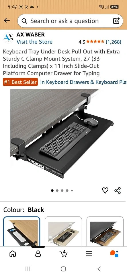 AX WABER Keyboard Tray Under Desk Pull Out