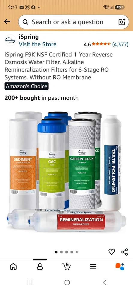 iSpring F9K 1-Year Reverse Osmosis Water Filter Replacement Set
