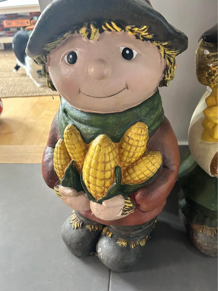 Pair of Adorable 24“ Scarecrow Garden Statues - photo 3
