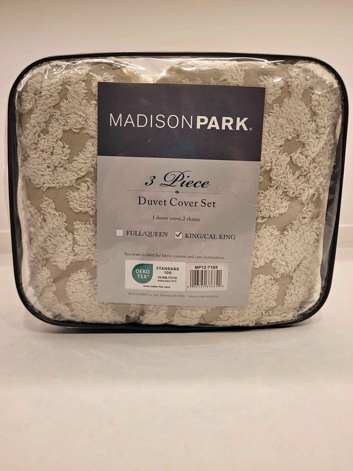 Madison Park Viola 3-Piece Tufted Cotton Chenille Duvet Set