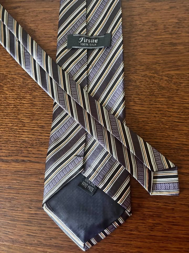 Firsite Vintage Brown and Gold Textured Silk Tie 4-Inch