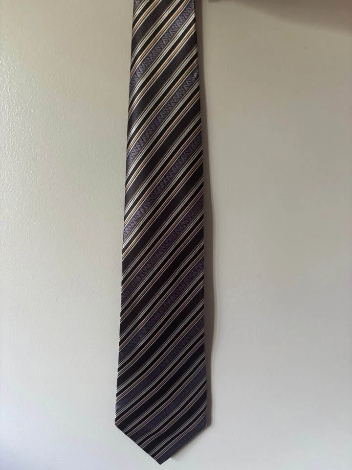 Firsite Vintage Brown and Gold Textured Silk Tie 4-Inch - photo 3