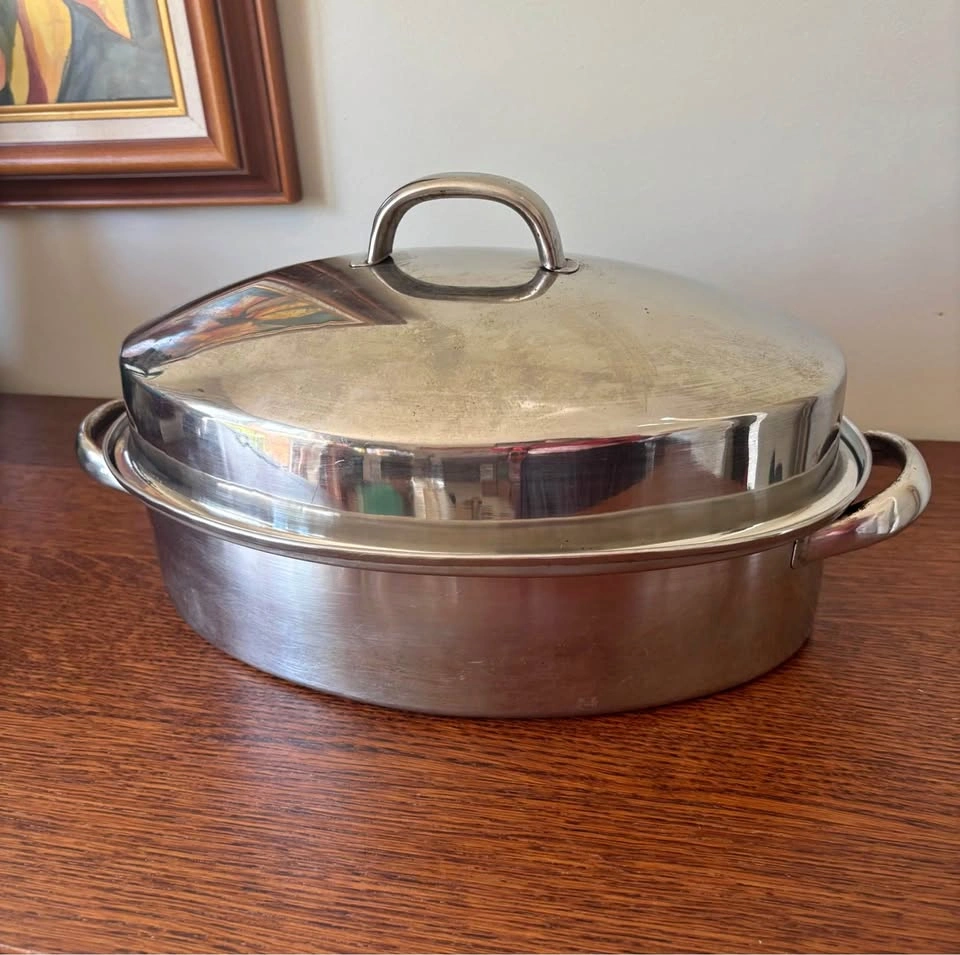 Heavy Duty Stainless Steel Oval Roasting Pan High Dome Lid 12.5x
