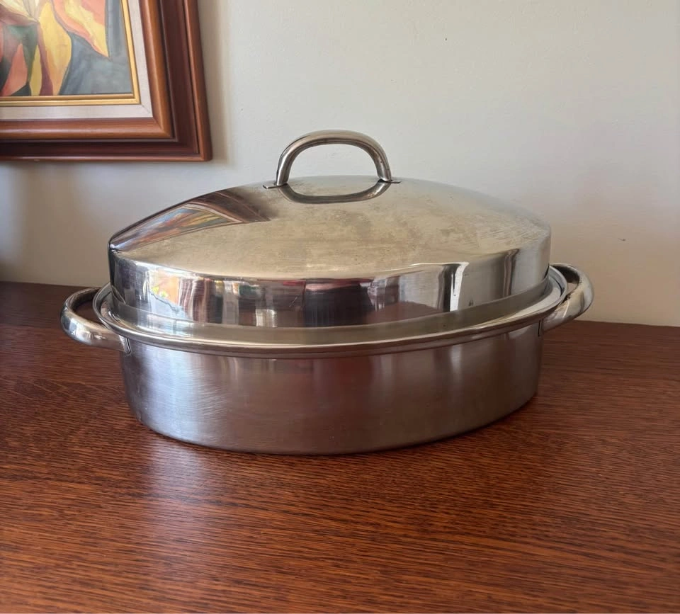 Heavy Duty Stainless Steel Oval Roasting Pan High Dome Lid 12.5x - photo 2
