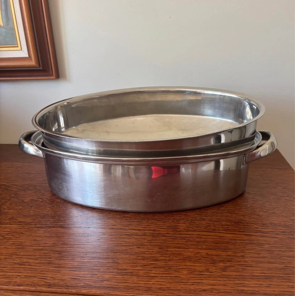 Heavy Duty Stainless Steel Oval Roasting Pan High Dome Lid 12.5x - photo 3