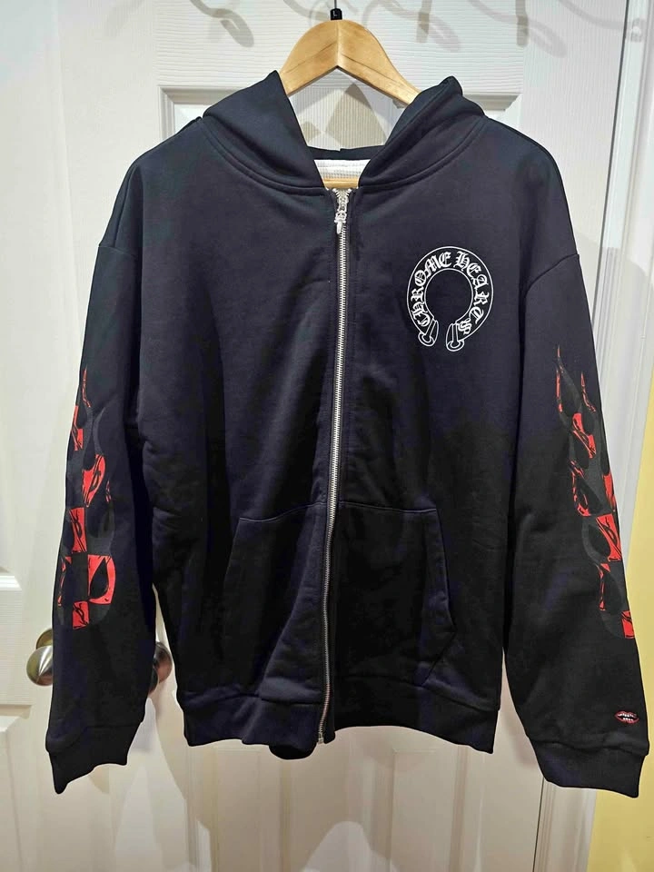 Chrome heart zip up hoodie