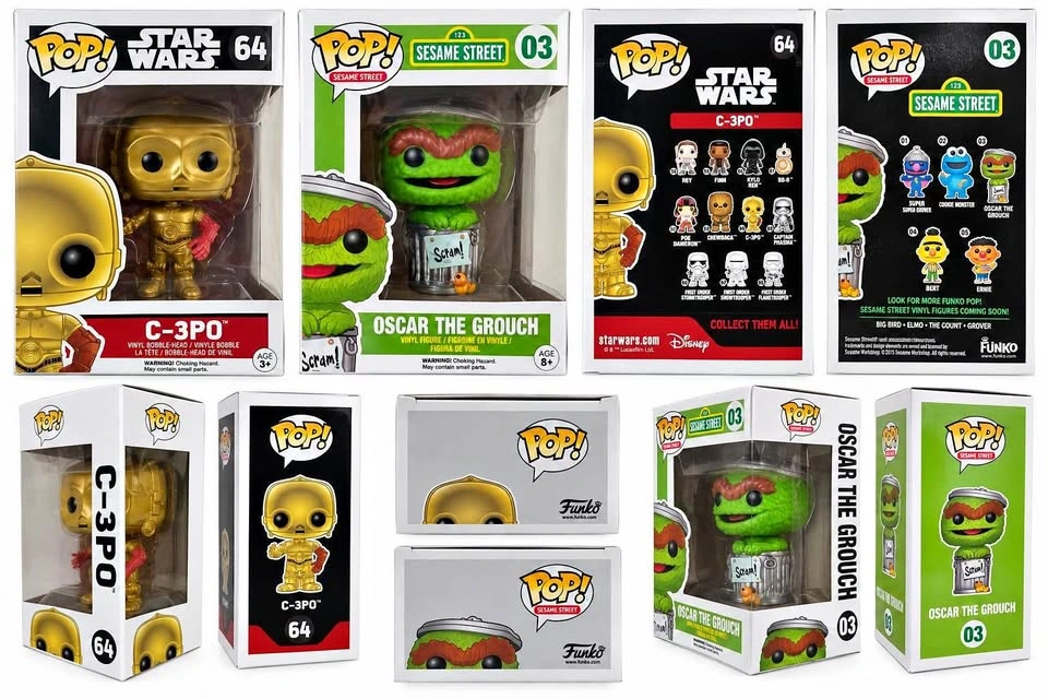 Funko Pop! C-3PO #64 + Oscar the Grouch #03 — $45 Firm