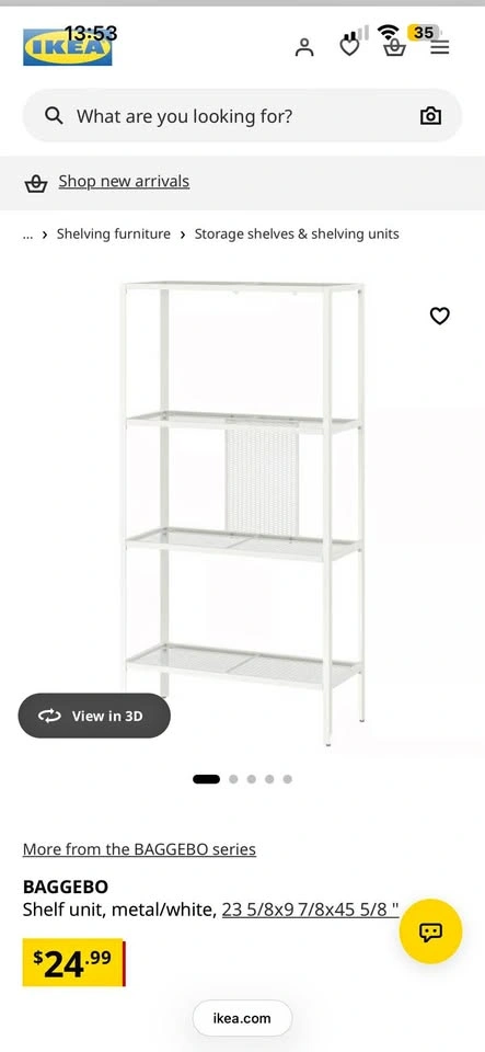 IKEA White Metal Shelf