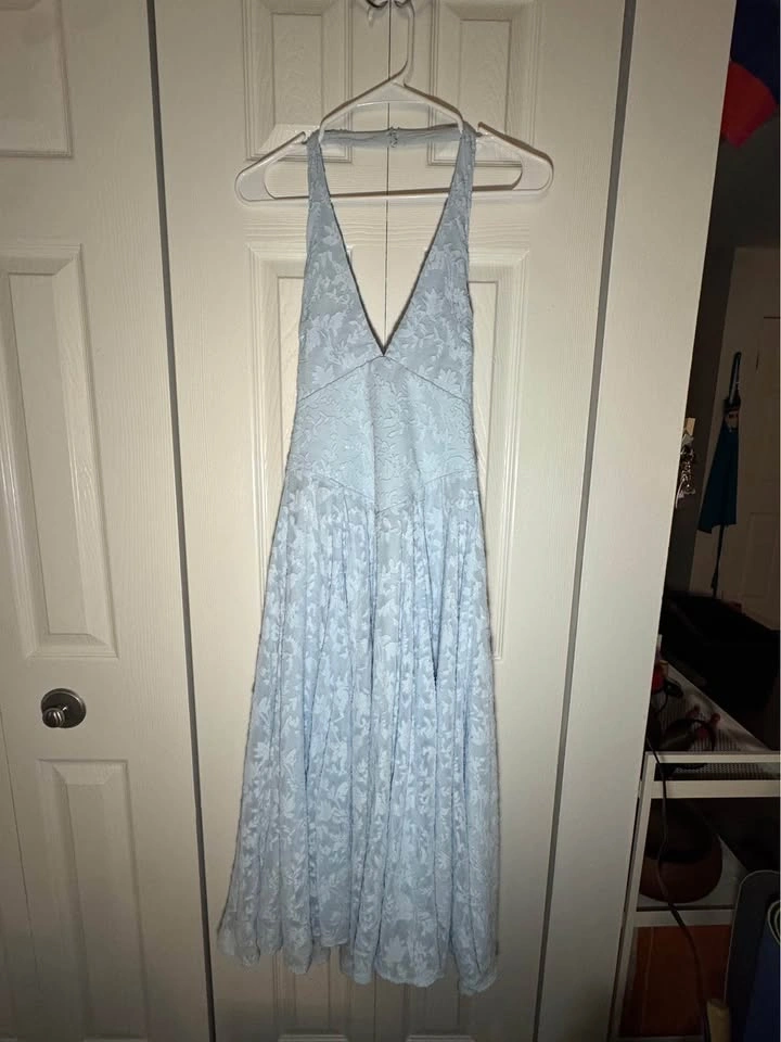 House of CB, Arietta Bluebell Floral Jacquard Halter Midi Dress - photo 2