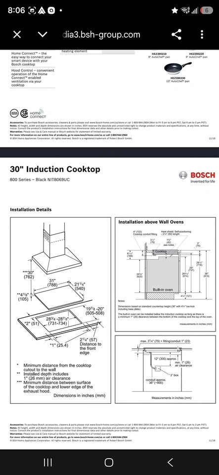 Bosch 30" induction cook top